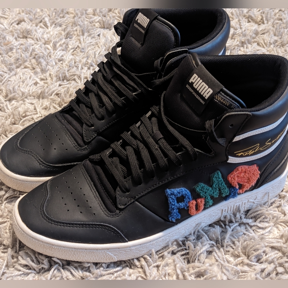 Men's PUMA Ralph Sampson Mid 'Badges Black Grey' 371769-02 Size 12 Minor Scuffs